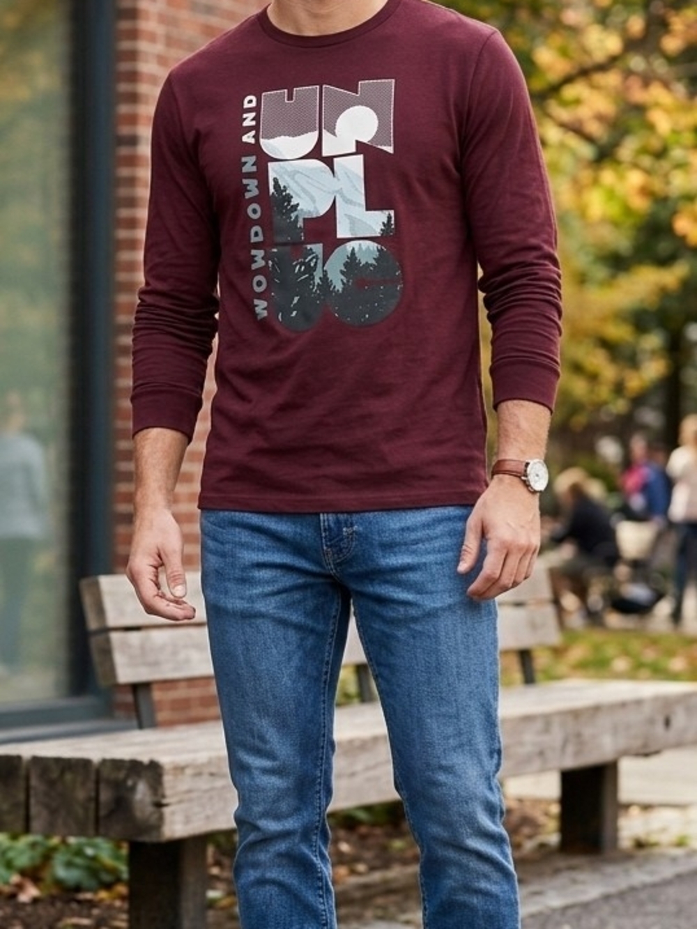 SONOMA Goods For Life The Everyday Tee Boys XL 18/20 Burgundy Graphic LS Tee